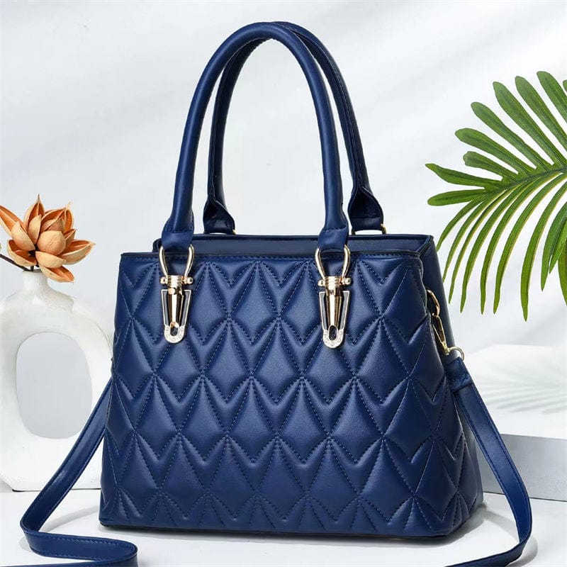 L / Blue trend rhombus pattern design party messenger bag large capacity elegant ladies shoulder bag fashion high quality handbags