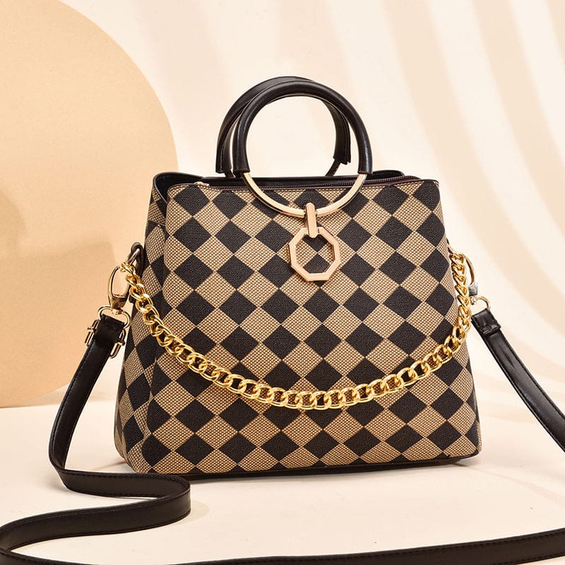 L / Brown khaki Fashion new hot sale wholesale ladies bag designer light luxury messenger shoulder bag plaid woman handbags