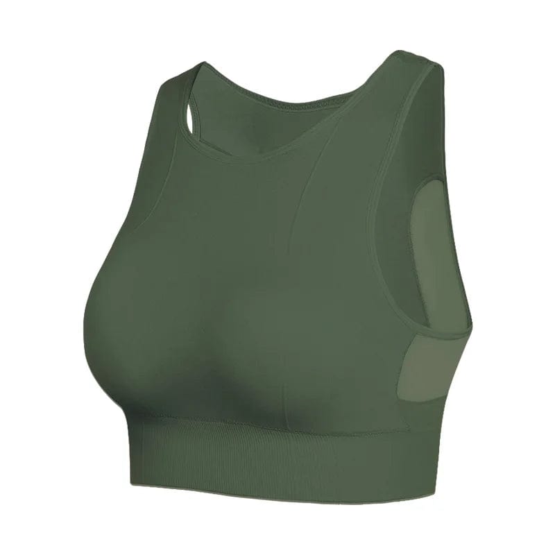 L / Dark Green Mesh Beauty Back Breathable Wirefree Sujetador Deportivo Plus Size Running Fitness Yoga Bra Seamless Sports Bras For Womens