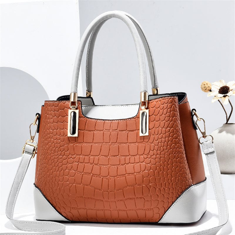 L / Earthy yellow trend luxury party stone pattern design elegant style women's shoulder bag large capacity high quality cheap handbags