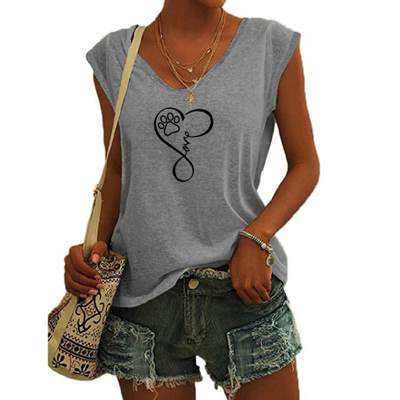 L / Gray DOG Heart shirts for women drop t-shirts american clothing tshirts with tshirt custom logo printed y2k cotton shirt