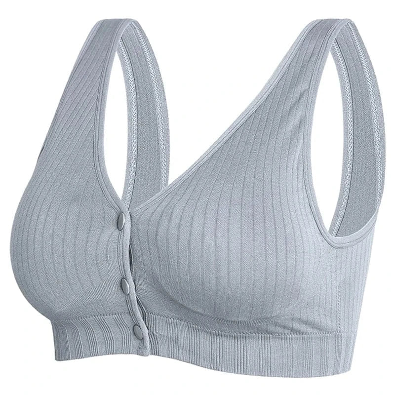 L / Gray Plus Size Breastfeeding During Pregnancy Bra Seamless Wireless Pregnant Bra Tops Front Buttons Nursing Bra For Womens