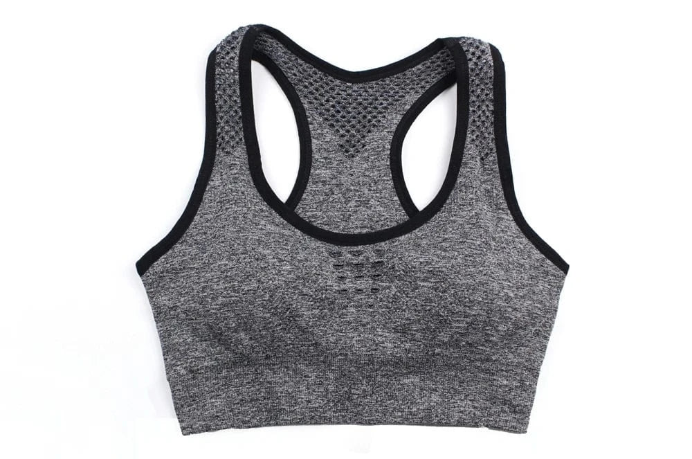L / Gray Plus Size Mesh Hollow Beauty Back Stretch Sujetador Deportivo Wirefree High Impact Sports Bras Workout Gym Yoga Bra For Womens