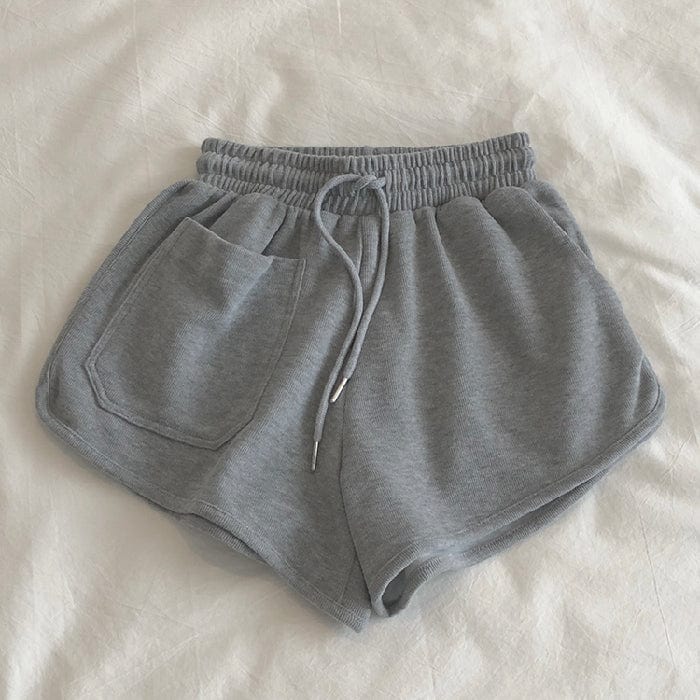 L / Gray Sports shorts women's summer street style high waist loose and thin a-line hot pants wide leg pants casual yoga pants women