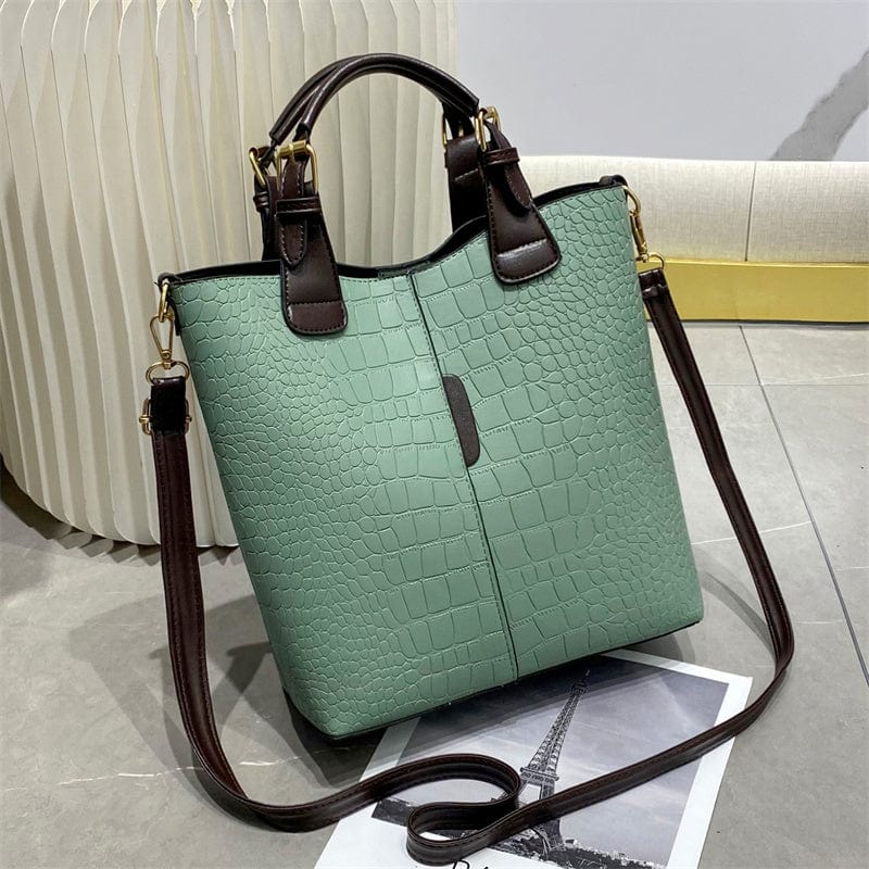 L / green Large Waterproof Fashionable Shoulder Crossbody Bag Cowhide grain factory wholesale large capacity ladies handbags