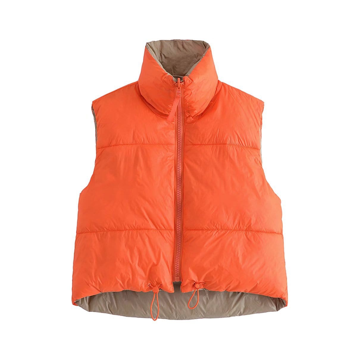 L / Orange 2022 Spring Fall Women Vest Thick Puffer Jacket Two Color Double Sided Jacket Vest Warm Tops Puffer Coat