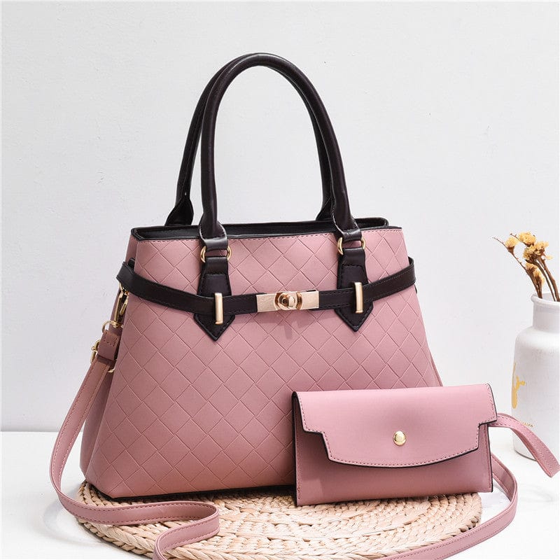 L / Pink Factory wholesale custom-made new women hand bags  rhomboid lock decorative child mother bag cross body shoulder bag