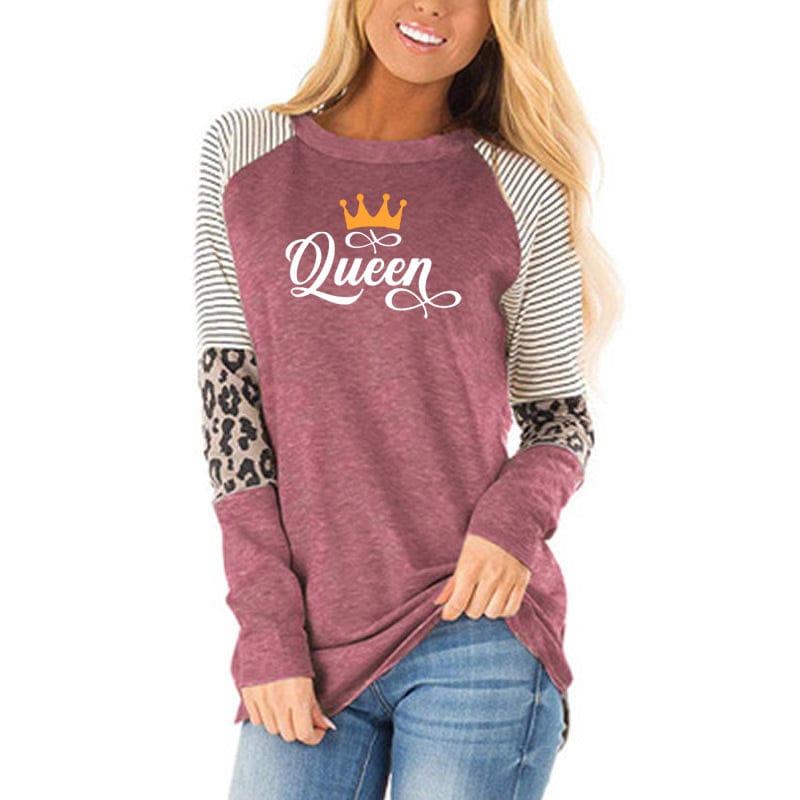 L / Purple Queen new women tshirtcotton aesthetic long sleeve harajuku custom logo oversize tee girl top printed shirts