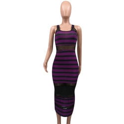 L / Purple YHSG91557 New arrival fashion clothing sexy long sleeve net yarn women slim Splicing dress dresses