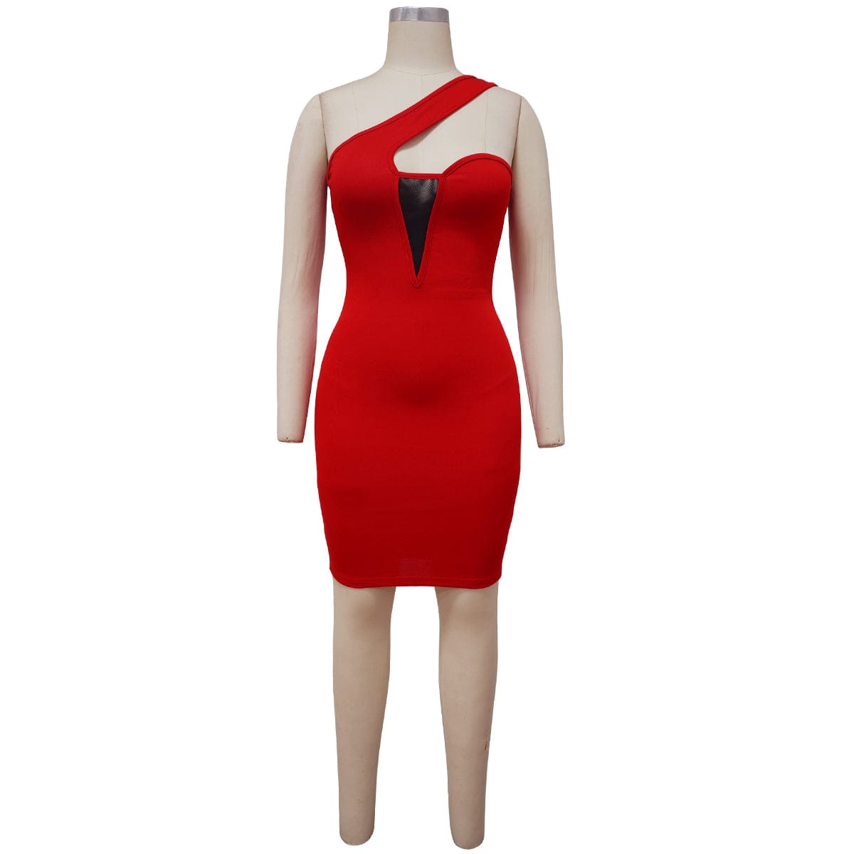 L / Red New Arrival Print vestidos cortos One-shoulder Hollow Halter Fold-mini Women's Club Bodycon Dress To Nightclub Woman Clothing