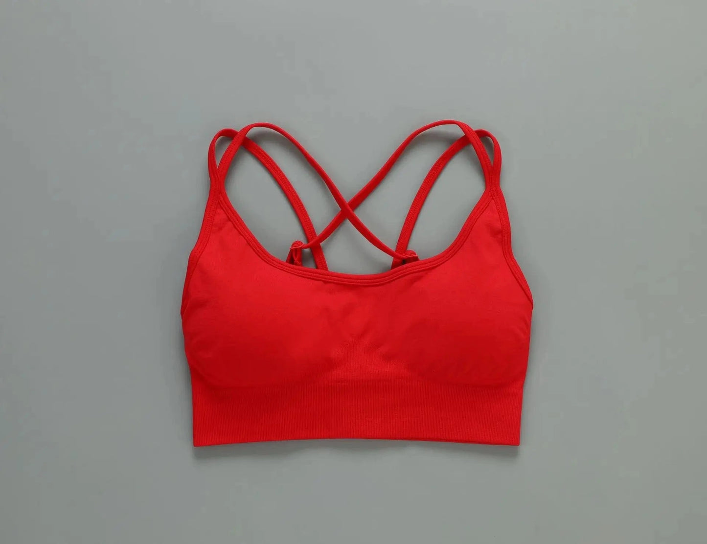 L / red strap bra INS Hot Custom Spaghetti Halter Bra Tight Scrunch Legging Gym Fitness Workout Set Active Yoga Seamless Women Sets