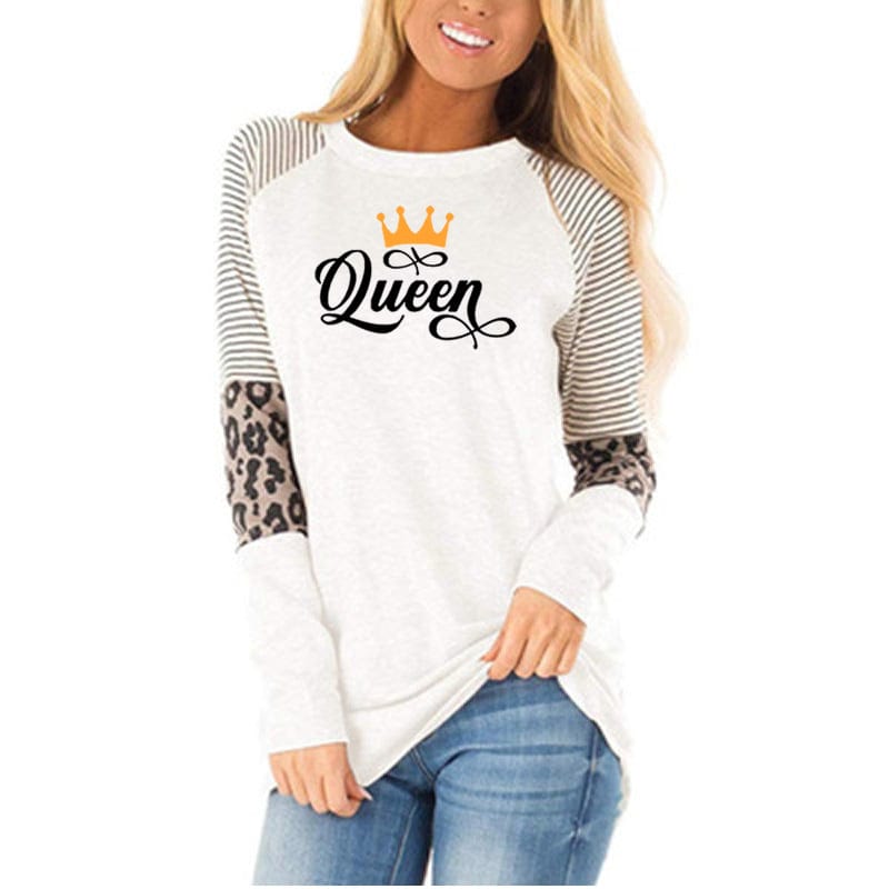 L / White Queen new women tshirtcotton aesthetic long sleeve harajuku custom logo oversize tee girl top printed shirts