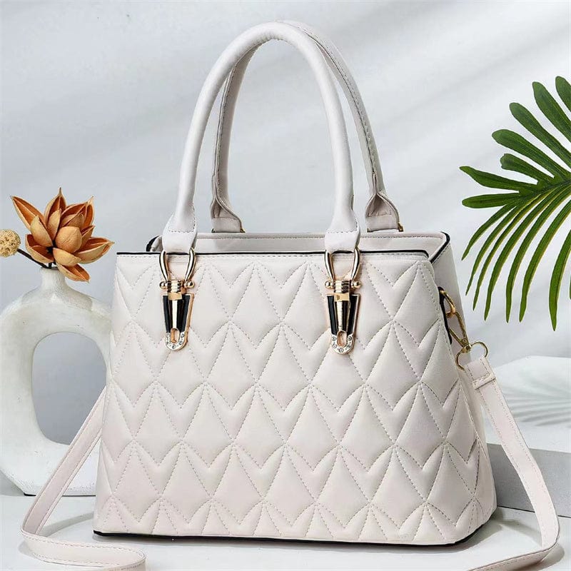 L / White trend rhombus pattern design party messenger bag large capacity elegant ladies shoulder bag fashion high quality handbags