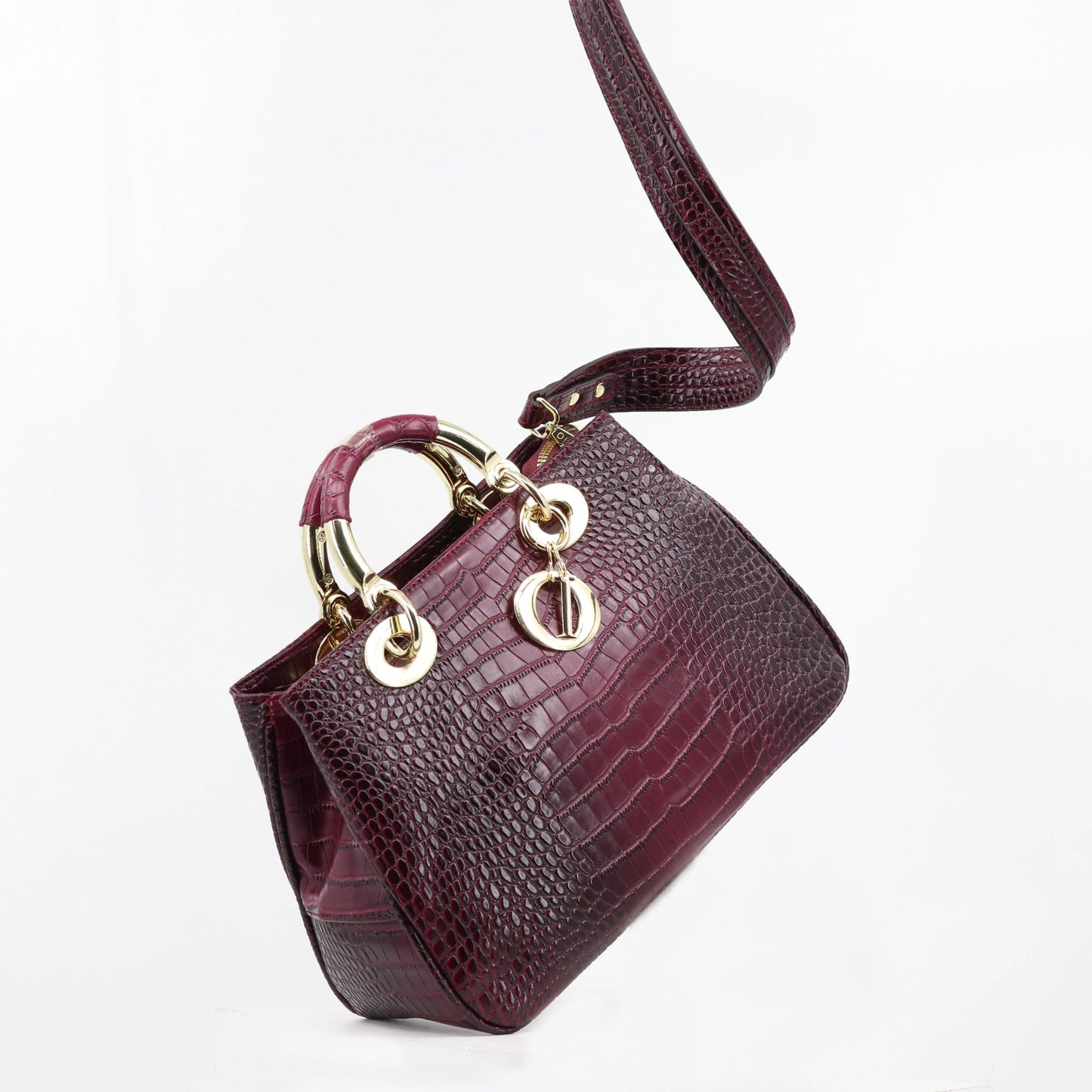 L33*W13.5*H21*HANDLE9 CM / 230215AE MAROON Supper product women's handbag quality crocodile leather shoulder bag for ladies fashion designer bag metal handle female bag 33