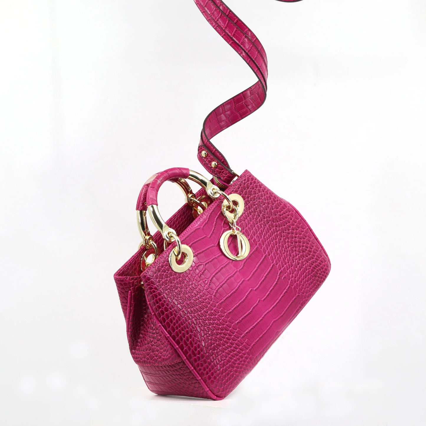 L33*W13.5*H21*HANDLE9 CM / 230215AE rose Supper product women's handbag quality crocodile leather shoulder bag for ladies fashion designer bag metal handle female bag 33