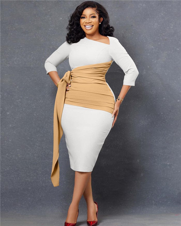 L483-african dresses for women clothing waist tie elegant dresses simple bodycon dress