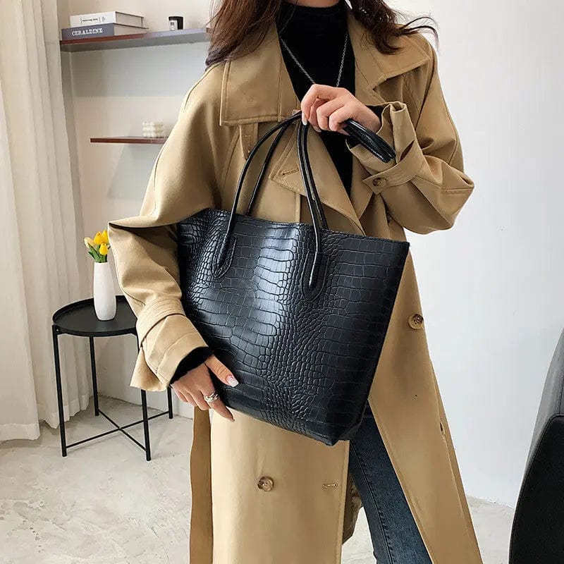 L573 Women Style Handbags new Trendy Fashion Handbags, PU Crocodile Pattern Tote Bags, Women's Shoulder Bags Purses and Handbag