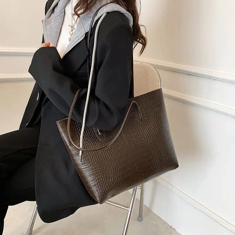 L573 Women Style Handbags new Trendy Fashion Handbags, PU Crocodile Pattern Tote Bags, Women's Shoulder Bags Purses and Handbag