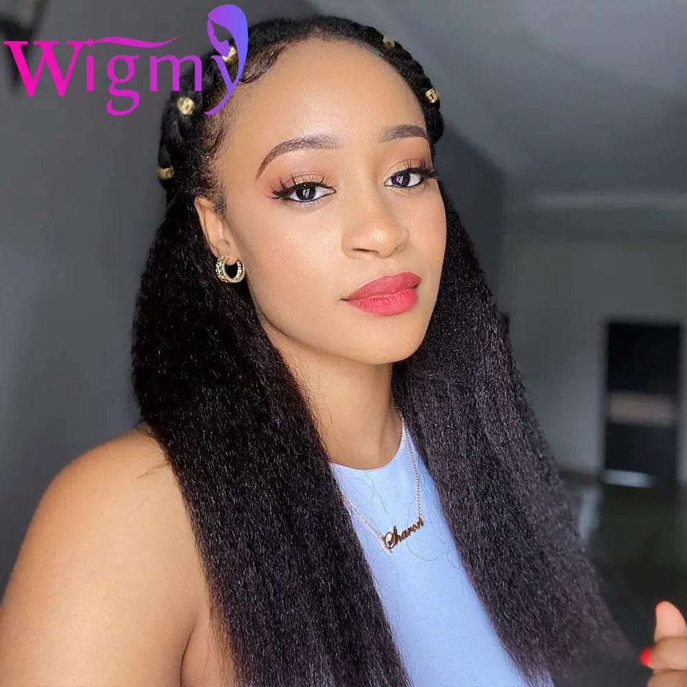 Lace Front Wig Yaki Human Hair Wig Brazilian Kinky Straight Lace Front Wig For Women Pre plucked 13*4