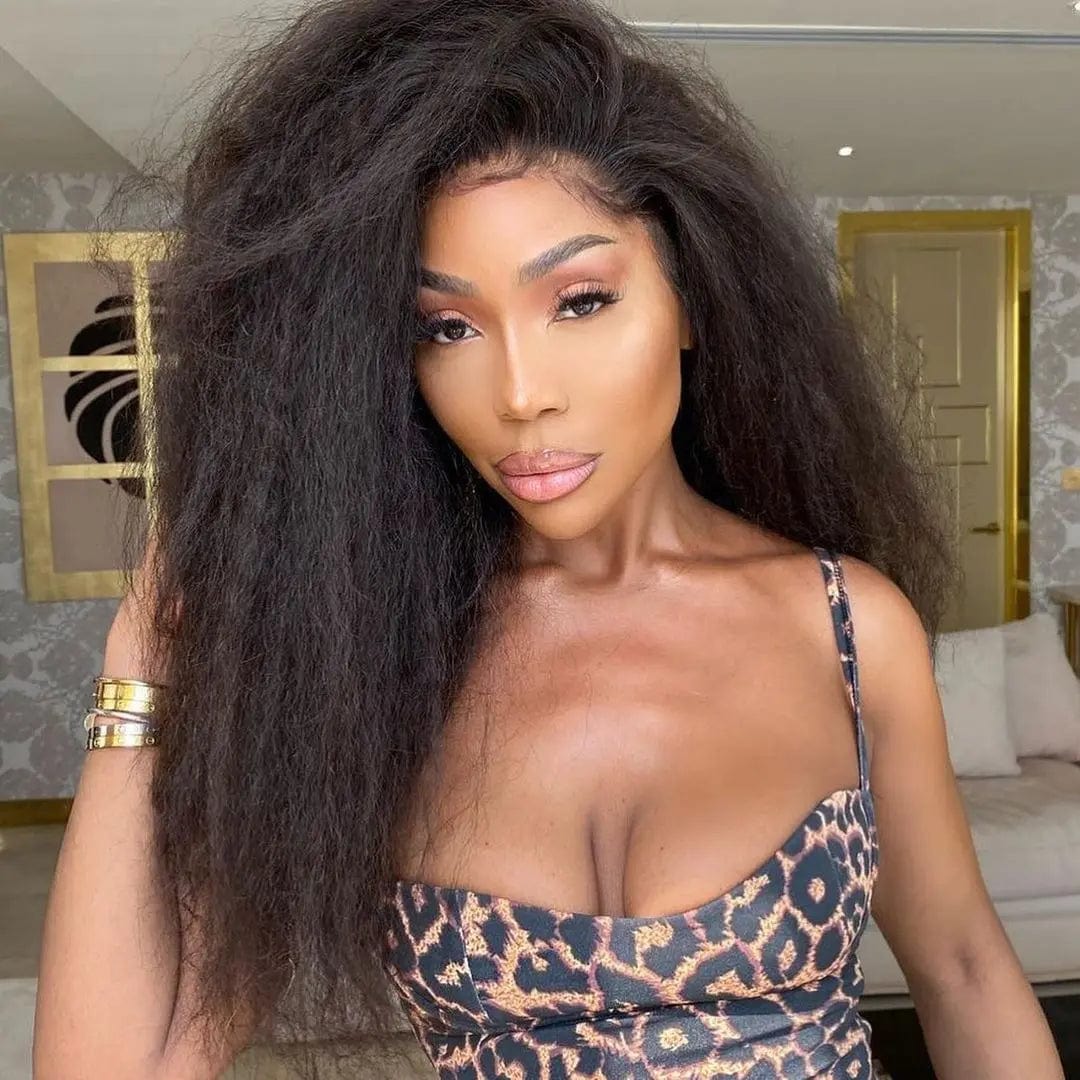 Lace Front Wig Yaki Human Hair Wig Brazilian Kinky Straight Lace Front Wig For Women Pre plucked 13*4