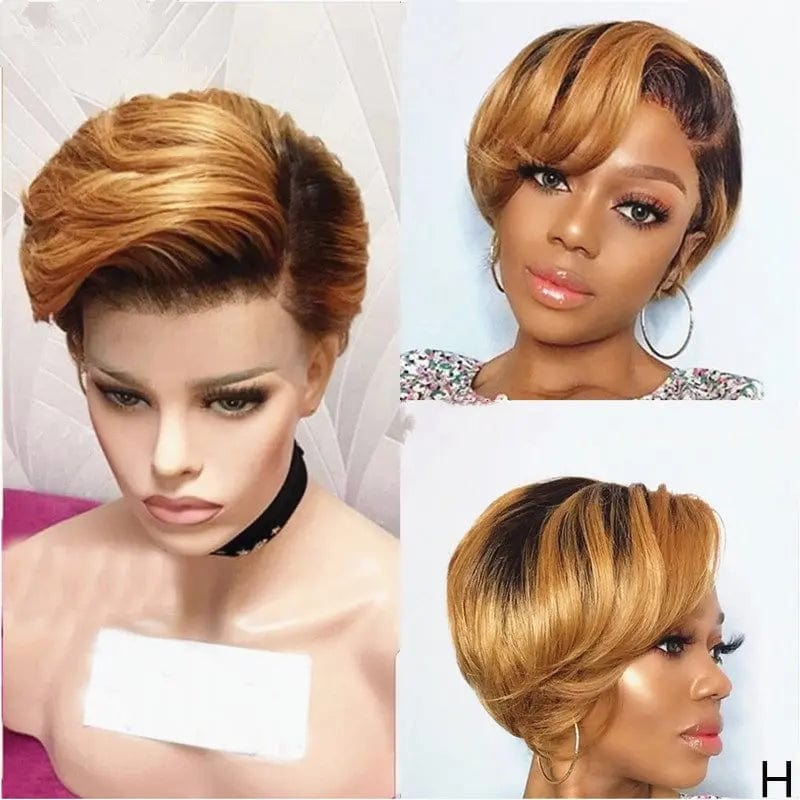 Lace Front Wigs Tiny Curly Black Color Short Pixie Bob