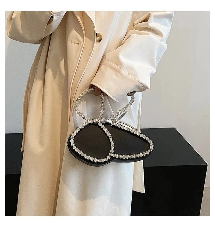 Ladies Butterfly Sequin Evening Clutch Bags Wedding Party Women Designer Metallic Handle Crystal Rhinestone Purses And Handbags