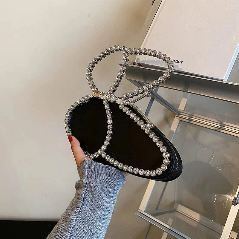 Ladies Butterfly Sequin Evening Clutch Bags Wedding Party Women Designer Metallic Handle Crystal Rhinestone Purses And Handbags