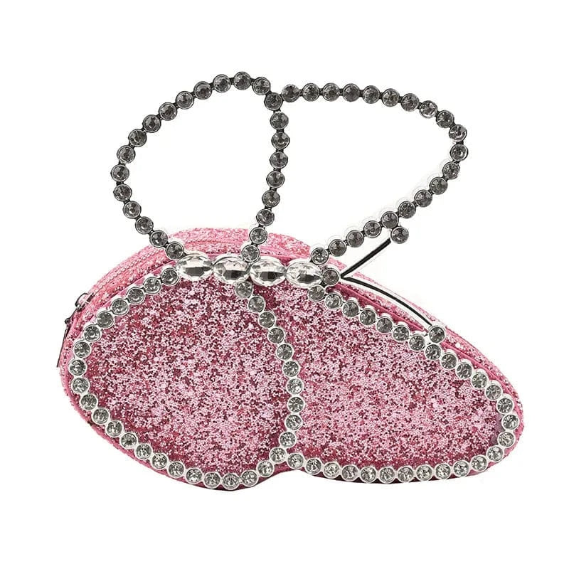 Ladies Butterfly Sequin Evening Clutch Bags Wedding Party Women Designer Metallic Handle Crystal Rhinestone Purses And Handbags