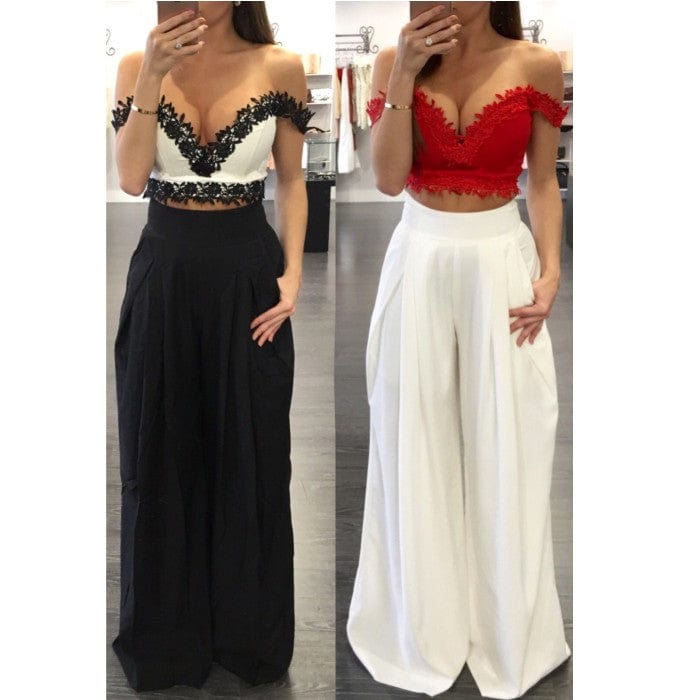 Ladies Casual Wide Leg Harem Pants With Pockets - Designer Summer Wear Chiffon Crepe Trousers For Women A319