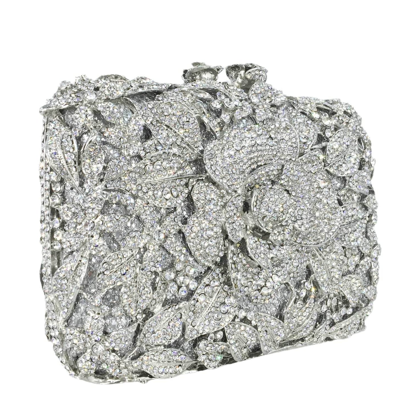 Ladies Diamond Handbag Handmade Hollow Out Crystal Evening Bags Luxury Metal Frame Flower Clutch Bag Purse for Women