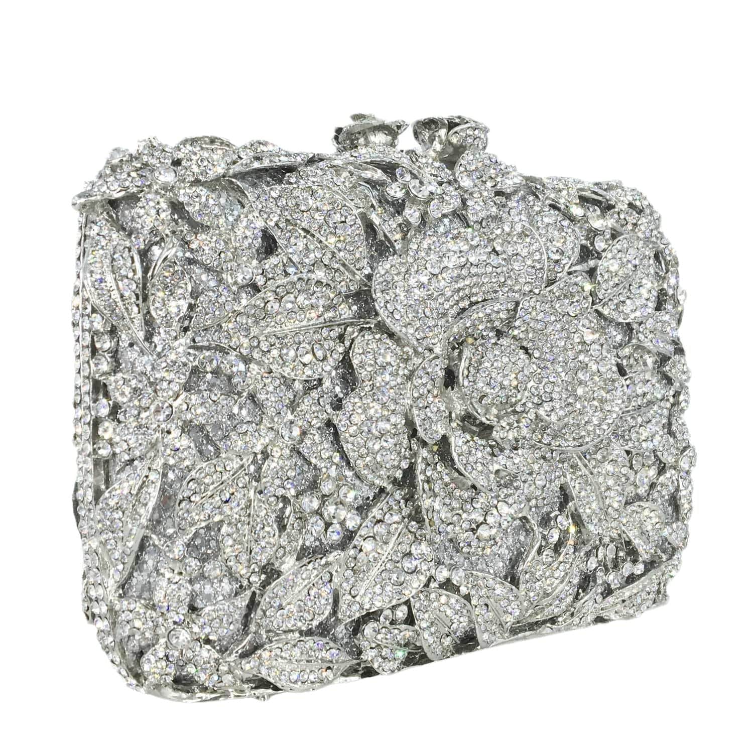Ladies Diamond Handbag Handmade Hollow Out Crystal Evening Bags Luxury Metal Frame Flower Clutch Bag Purse for Women