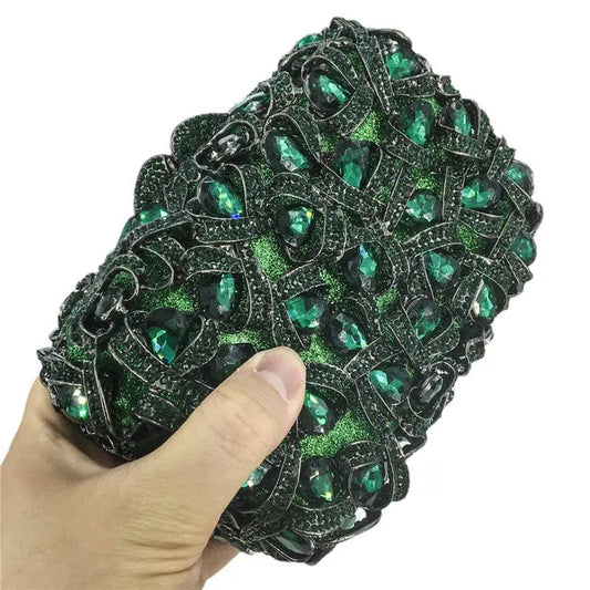 Ladies Elegant Olive Evening Bags and Clutches for Women Formal Party Crystal Clutch Purse Wedding Party Handbag Purse