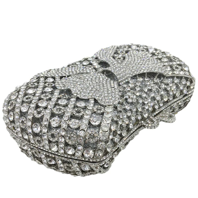 Ladies Handmade Diamond Handbag Hollow Out Bow Tie Crystal Evening Bags Luxury Metal Frame Flower Clutch Bag Purse for Women