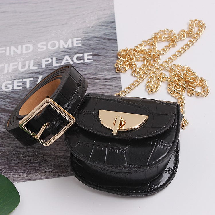Ladies new design stone design belt waist bags female cute small chain sling bags for women pu leather leopard fanny pack