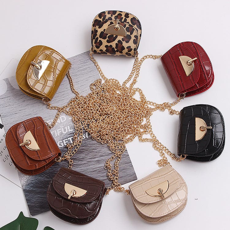 Ladies new design stone design belt waist bags female cute small chain sling bags for women pu leather leopard fanny pack