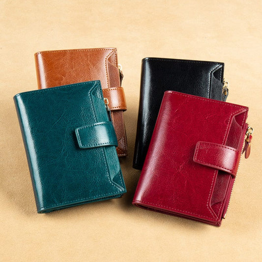 Ladies RFID anti-theft wallets for women fashionable large capacity real leather zipper wallet card holder purse womens wallet