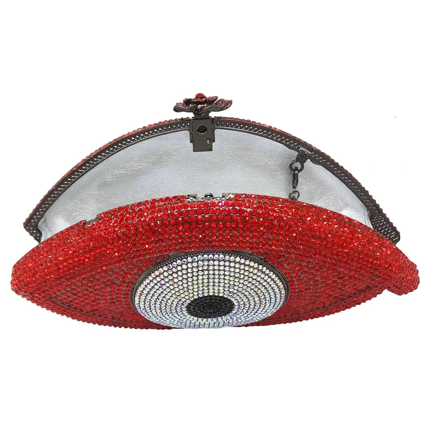 Lady New Design Good Quality Sparkle Metal Evening Purse Rhinestone  Handbag Evil Eye Shape Woman Clutch Bags