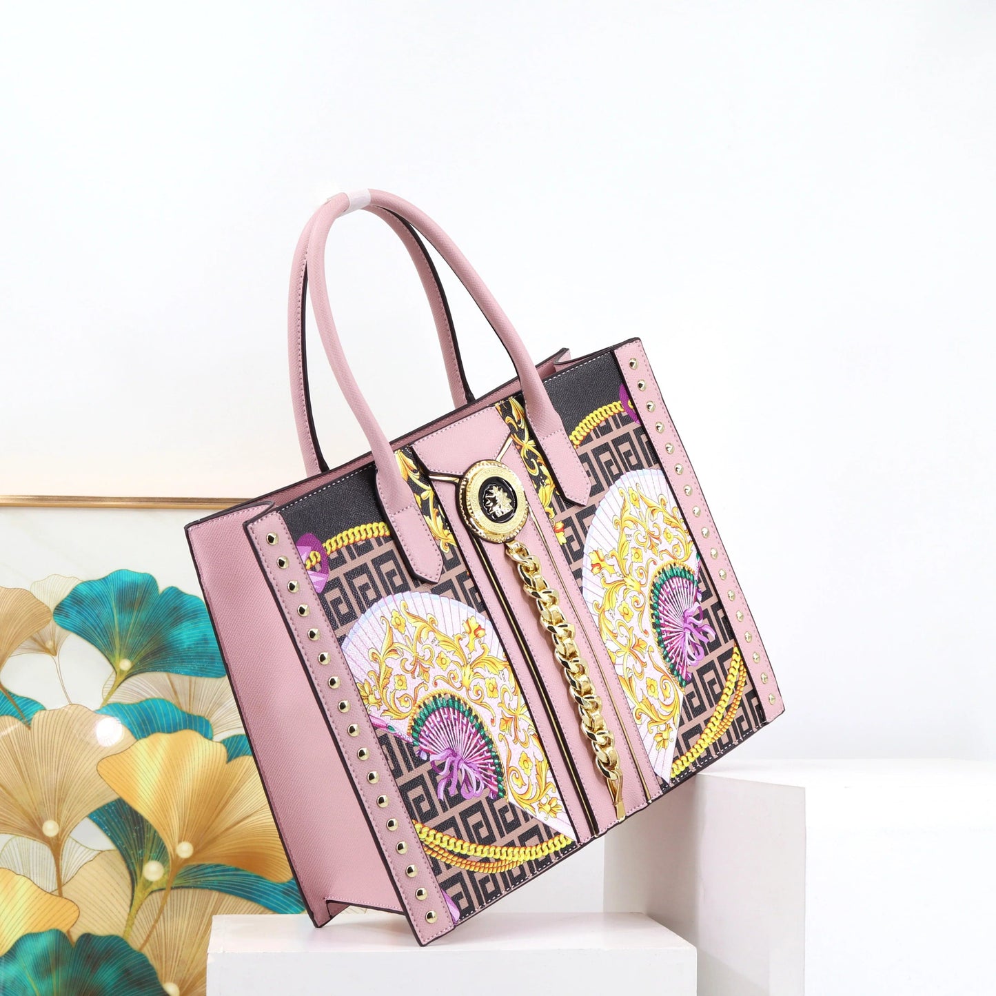 Ladysky large size document handbag for women quality PU leather printing ladies bag fashion designer tote bags for girls 36 cm