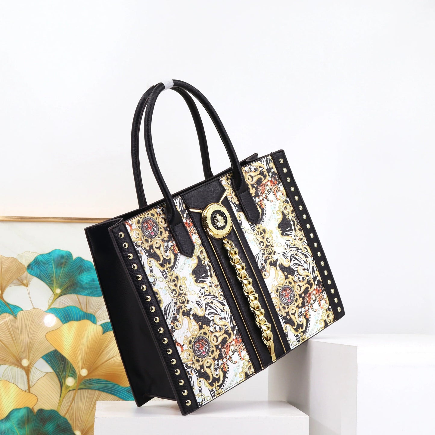 Ladysky large size document handbag for women quality PU leather printing ladies bag fashion designer tote bags for girls 36 cm