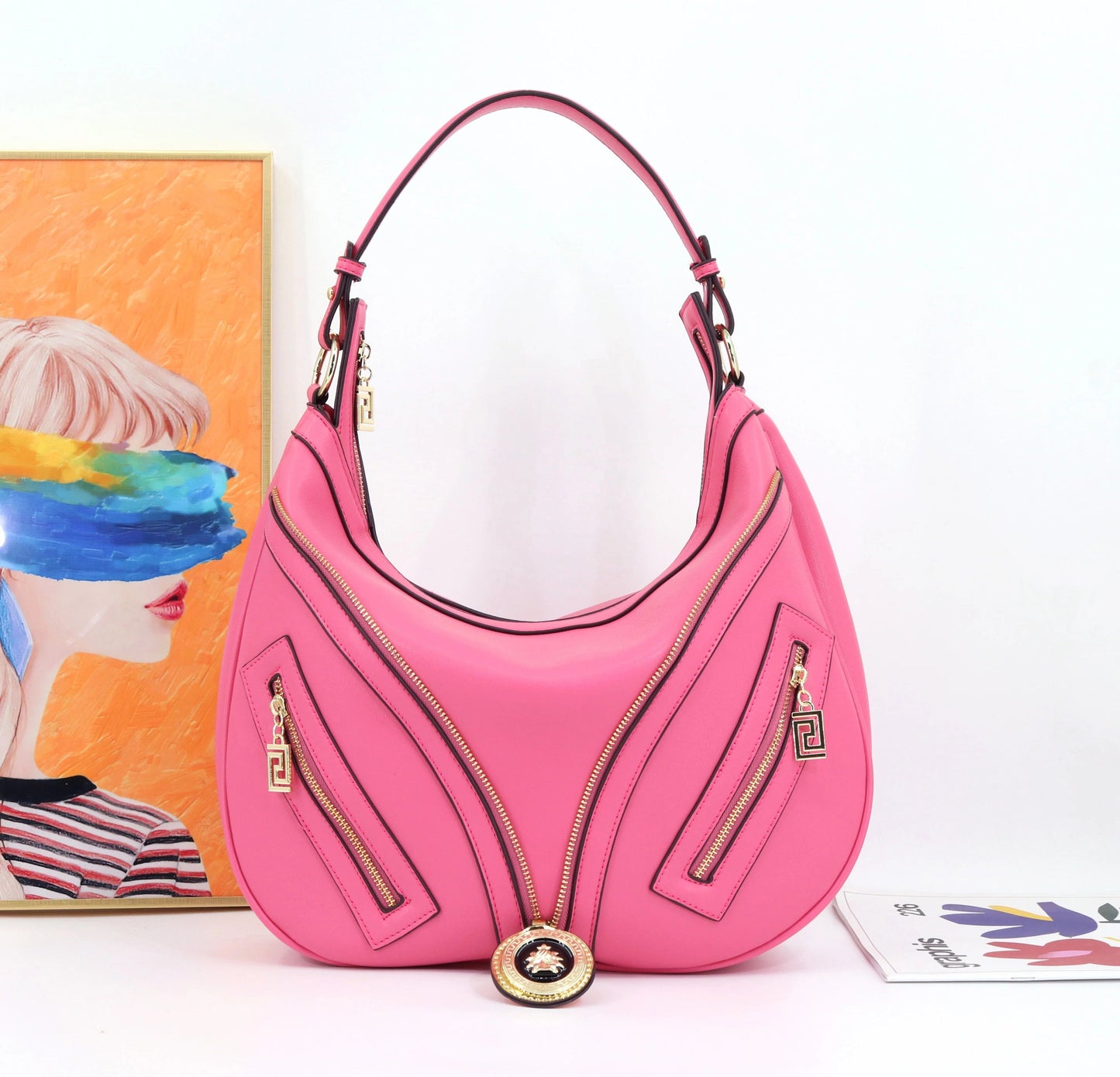 Ladysky top selling hobos shoulder bag for women soft Pu leather ladies bag big size designer underarm half moon bag factory