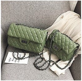 Large size:25x17x8cm / green Amazon Hot Selling Women's Shoulder Bag Pu Leather Lingge Pattern Luxury Brand Designer Girl's Purse Handbag Sac