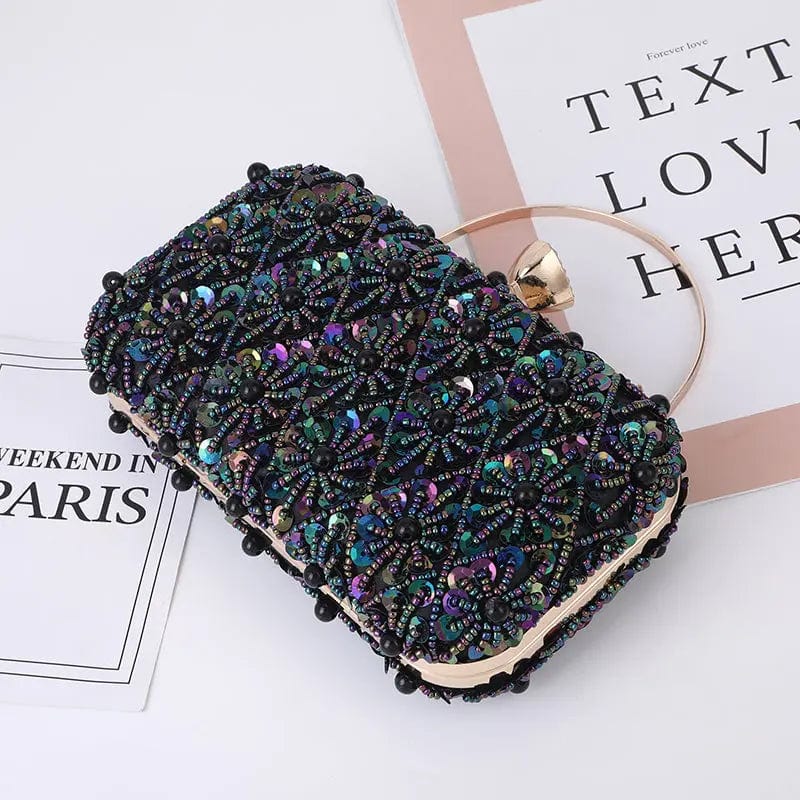 Laser black New Designer Women Square Box Clutch Evening Armpit Bags Party Ladies Money Clutch Diamond Wedding Purse Beadedlaser Sequins Bag