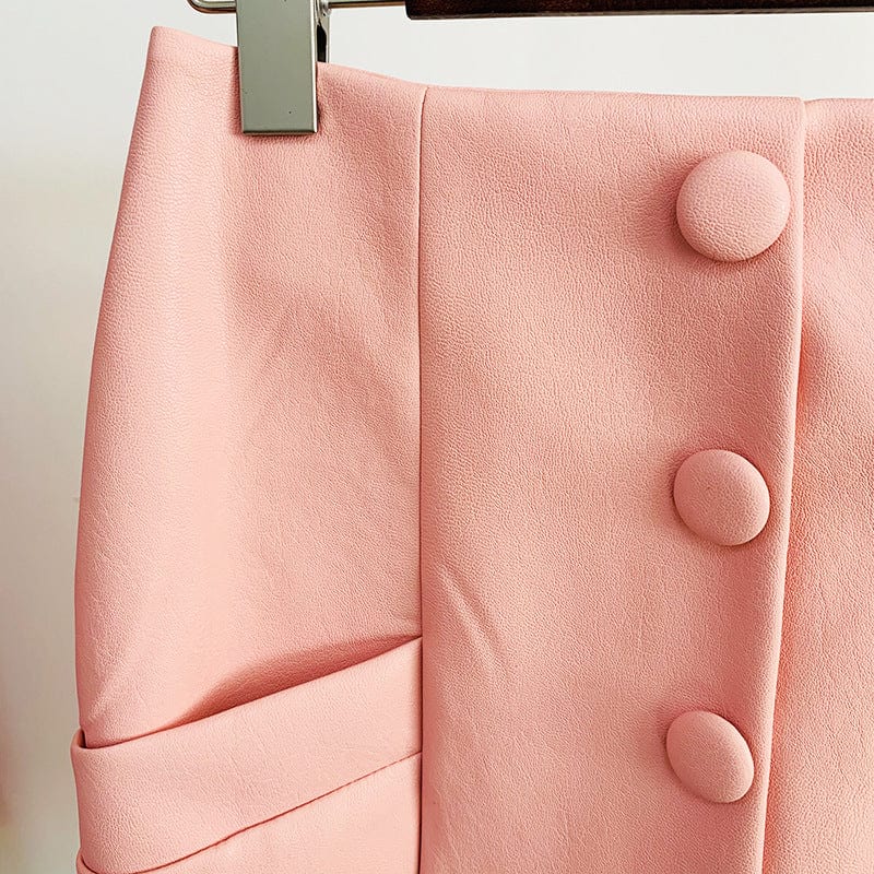 Leather women's PU skirts with button pocket gril's skirt short plus size women's skirts