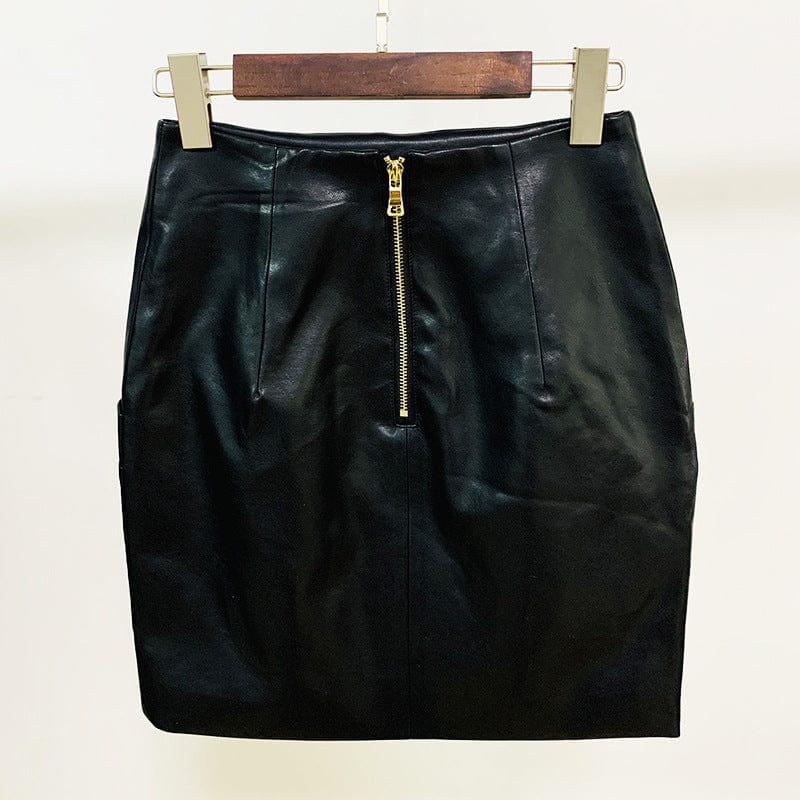 Leather women's PU skirts with button pocket gril's skirt short plus size women's skirts