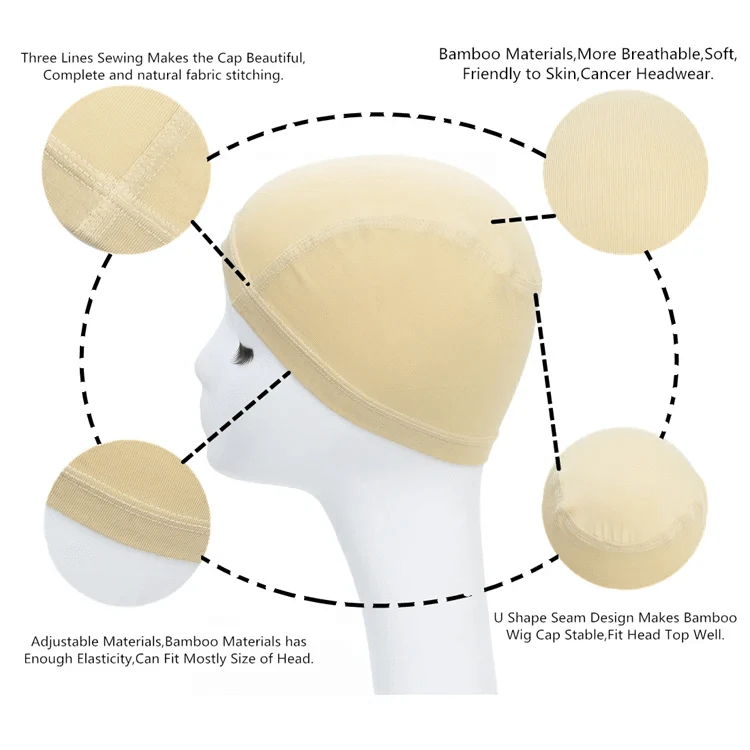 Lenaqueen Cancer Headwear for Women Bamboo Wig Cap Hat Liner Chemo Moisture Bald Cap Soft Breathable Bamboo Wigs Grip Cap