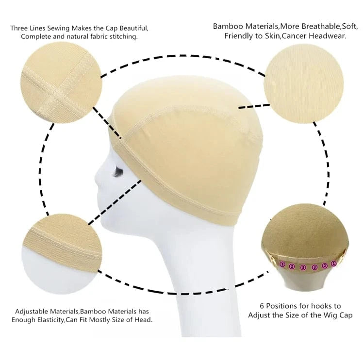Lenaqueen Lace Cancer Headwear for Women Adjustable Bamboo Lace Wig Cap Chemo Soft Lace Bamboo Wigs Cap for Cancer Chemotherapy