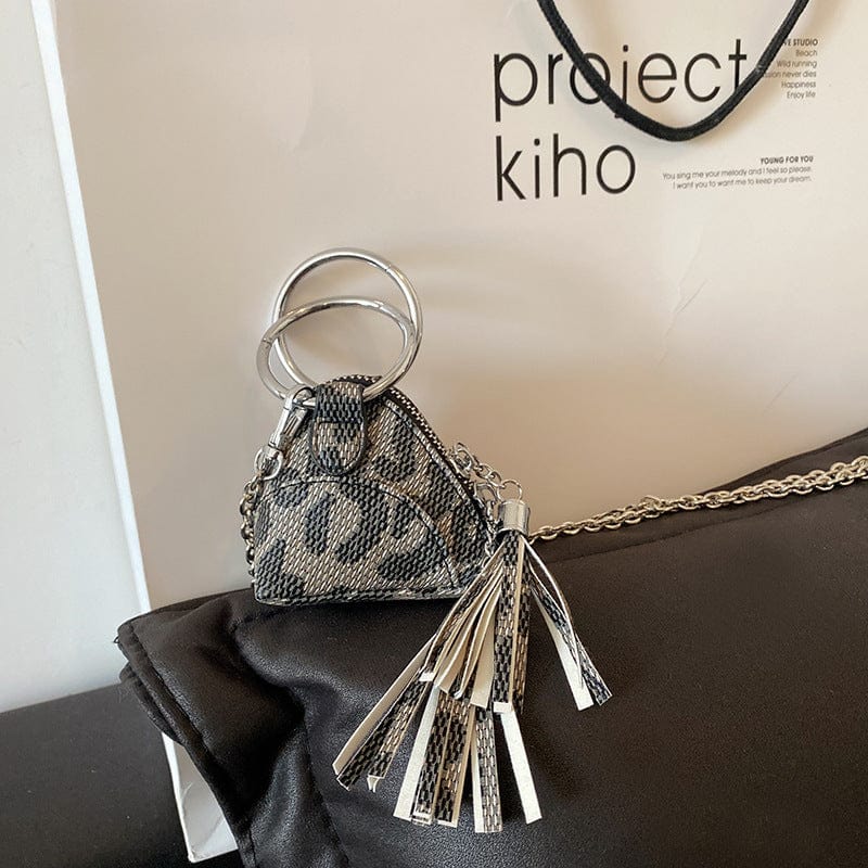 Leopard black Wholesale fashion girls small tassel coin purses ladies shoulder luxury sling women's mini bags