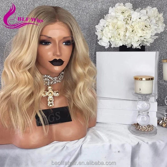 Light Ash Blonde Hair Color Glueless Lace Wig Short Brazilian Hair Full Lace Wig