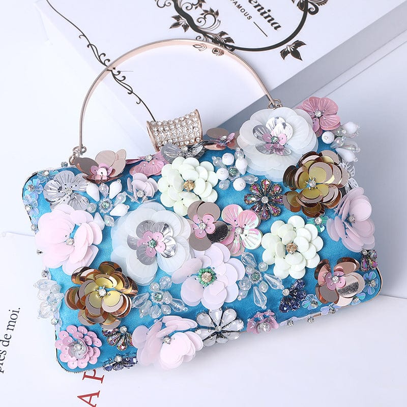 Light blue LOVEVOOK 2022 brand designer luxury Handmade flower evening bag women high quality crystal party wedding bride ladies clutch bag