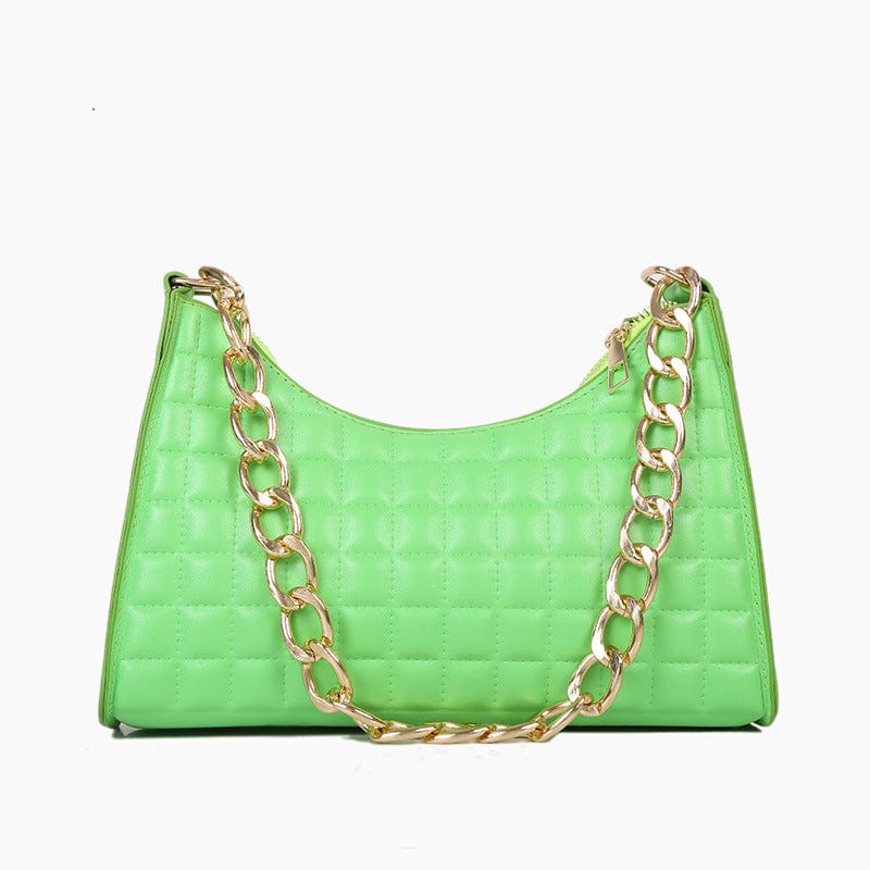 light green Hot Selling Fashion Dumplings Underarm Chain Lattice Design Pu Leather Bags Hand Bags and Purse Women